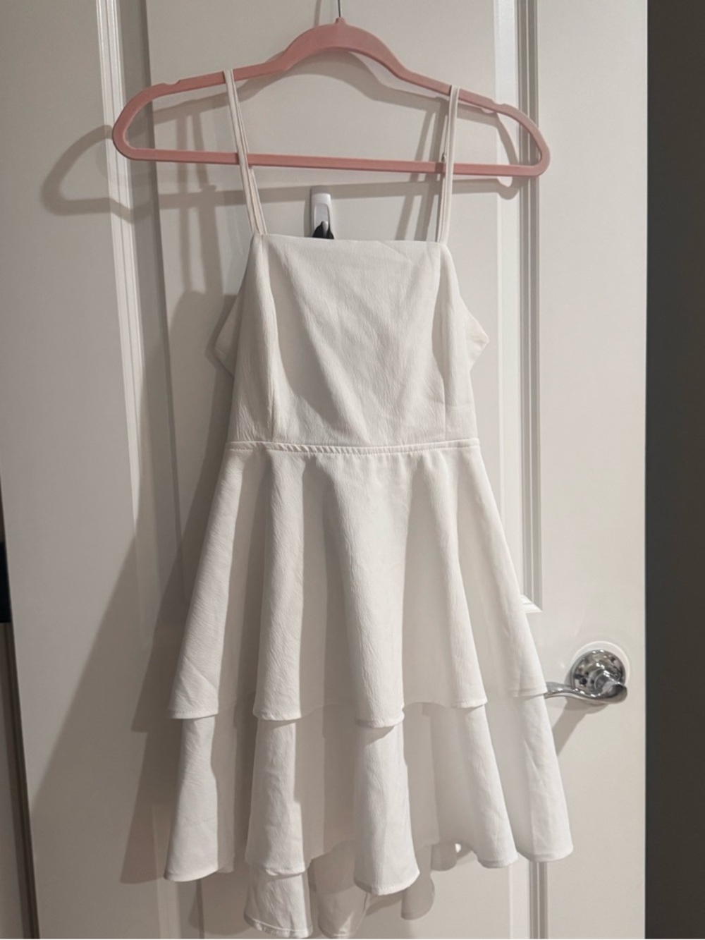 White Ruffle Spaghetti-Strap Mini Dress